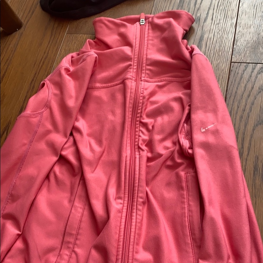 Pink nike zip up sweater